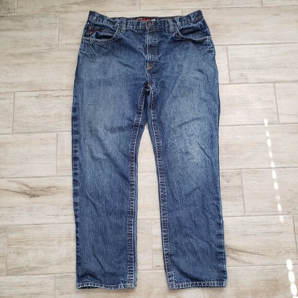 Ariat FR M3 Loose Straight Jeans Men's Work Wear Medium Wash Blue Denim 40W 34L